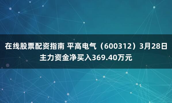 在线股票配资指南 平高电气（600312）3月28日主力资金净买入369.40万元